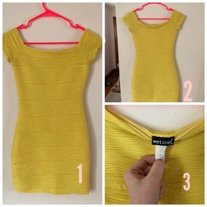 💛Yellow Ribbed Bodycon Mini💛